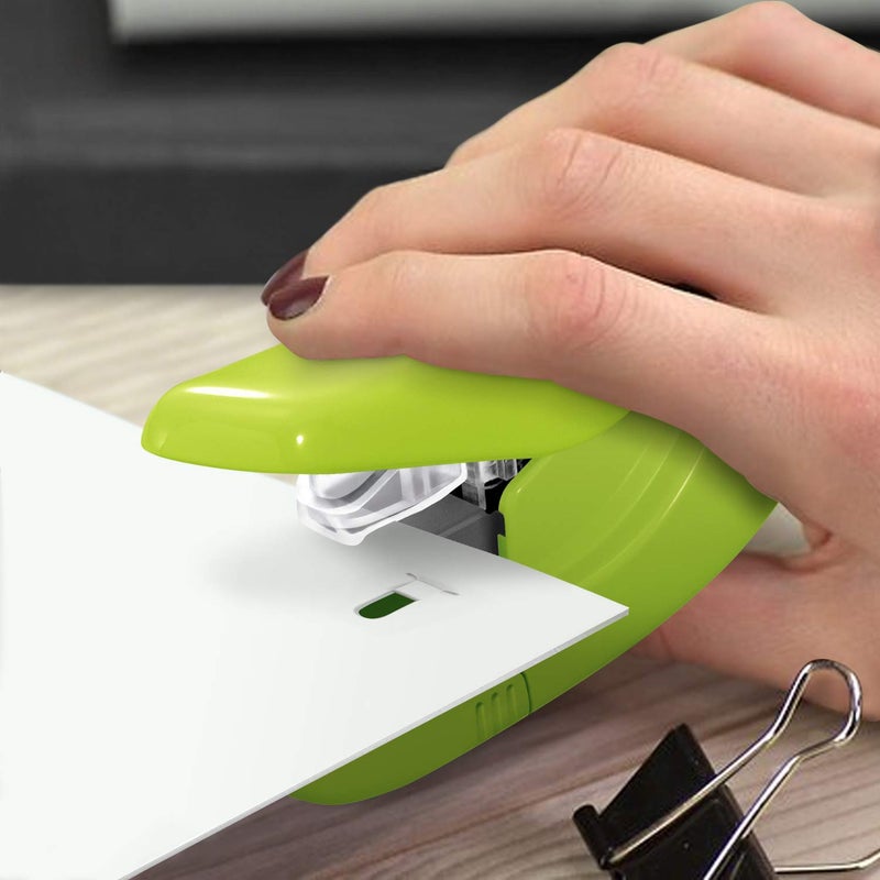 Plus Paper Clinch Compact Staple-Free Stapler, Green - Image 4